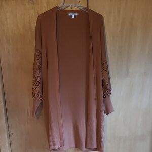 NorthStyle Open-Front Knit Cardigan in Rust